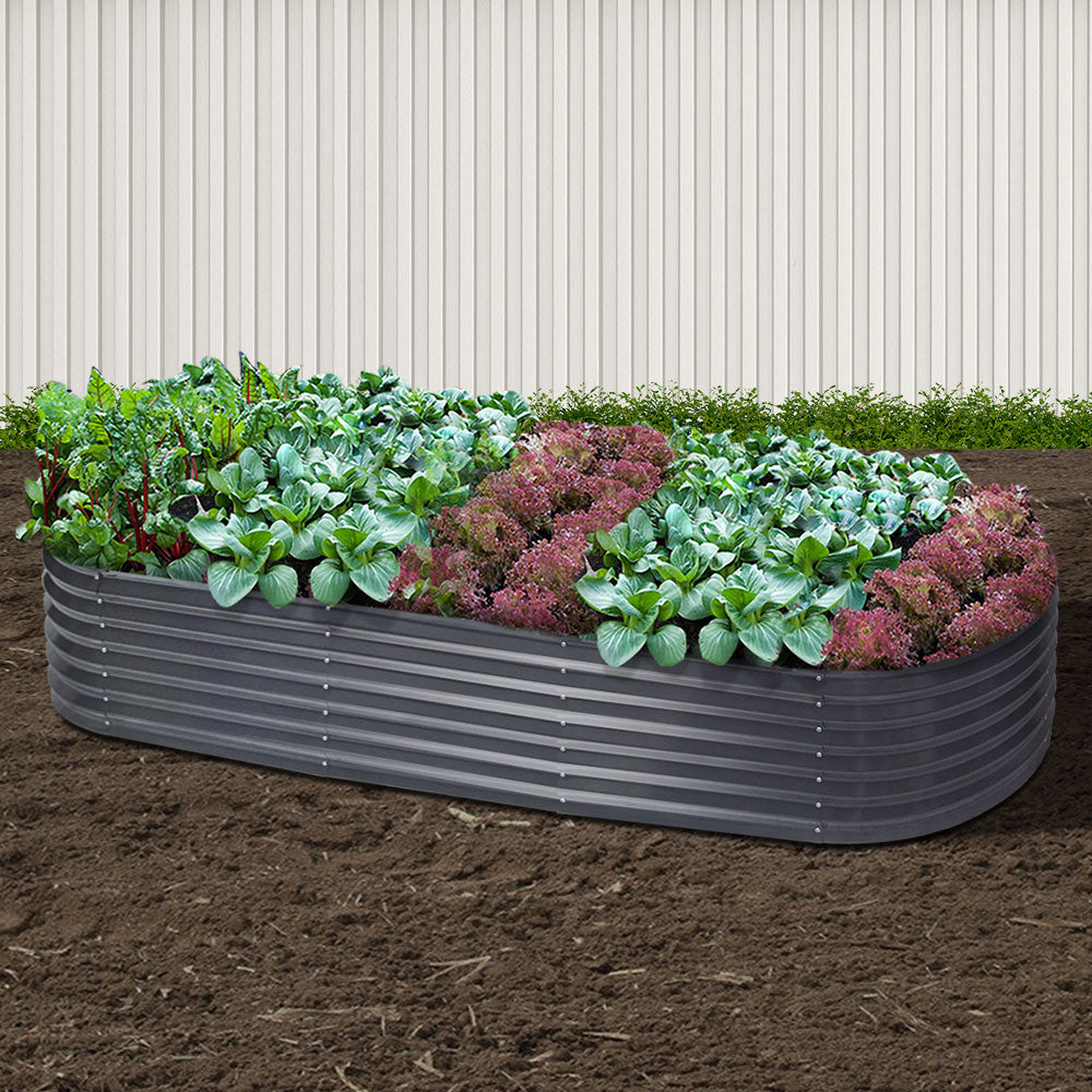 Oval Galvanized Raised Garden Bed 240x80x42cm Planter Box