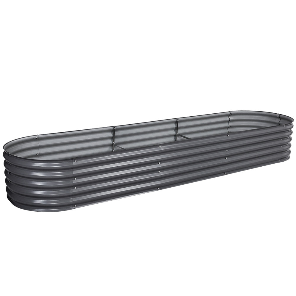 Oval Galvanised Raised Garden Bed Planter Box 320x80x42cm