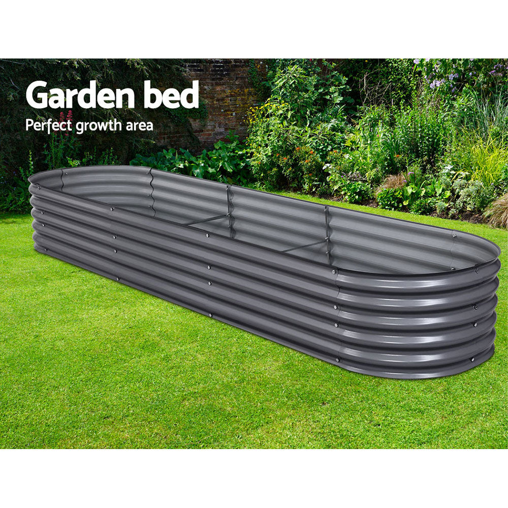 Oval Galvanised Raised Garden Bed Planter Box 320x80x42cm