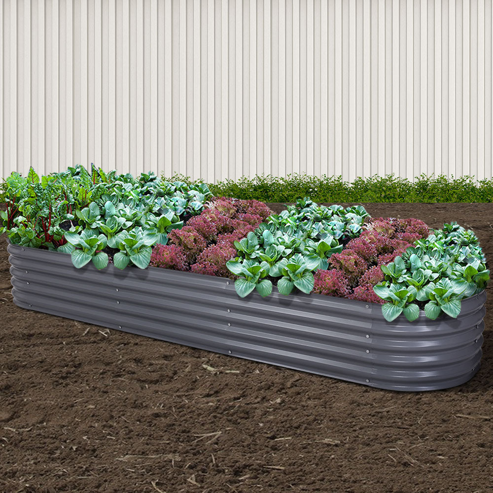 Oval Galvanised Raised Garden Bed Planter Box 320x80x42cm