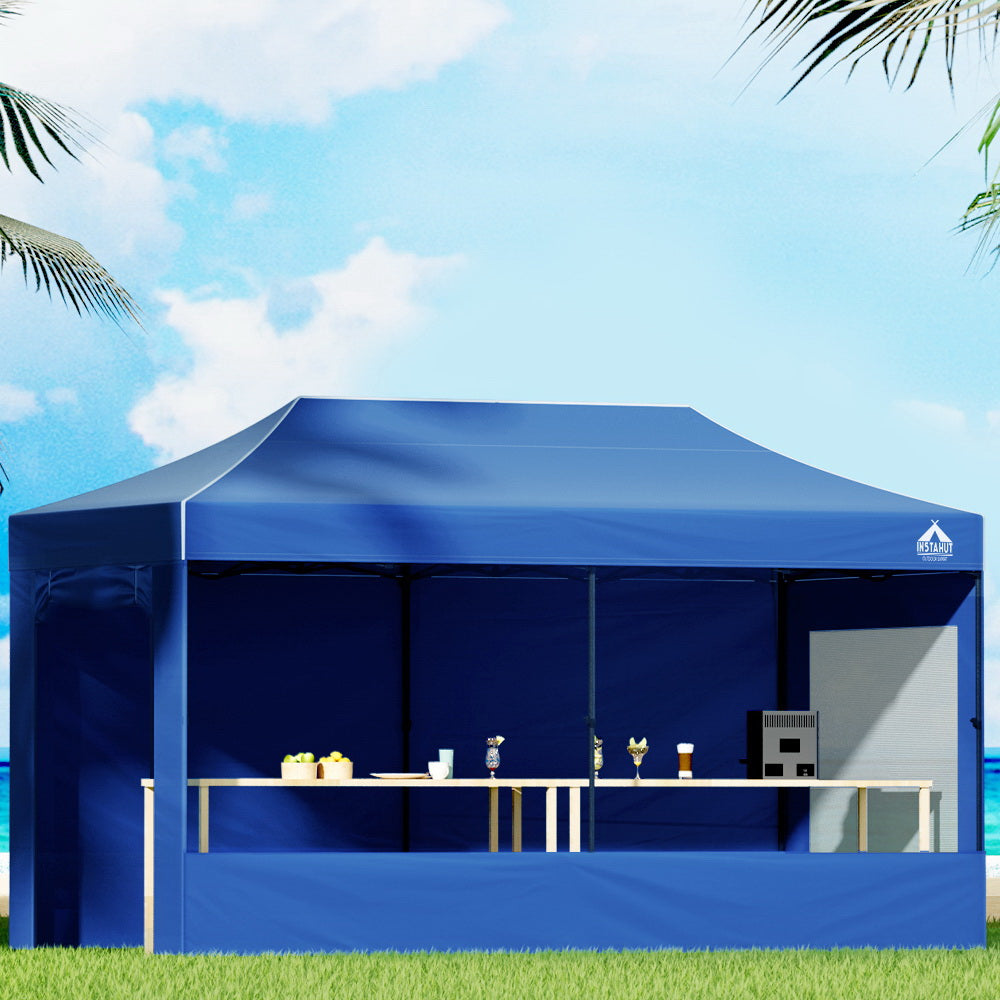 Instahut 3x6m Pop up Gazebo Tent with Sidewalls | Blue Outdoor