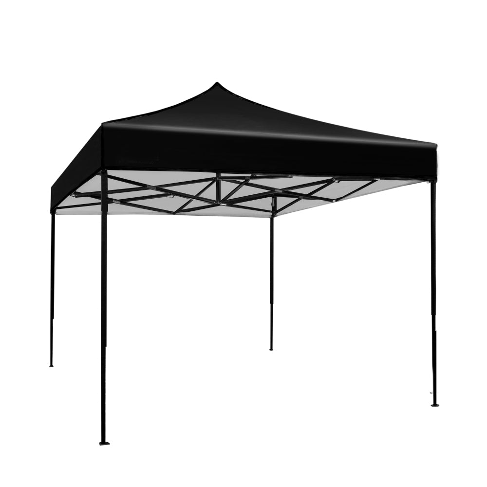 Instahut Gazebo Pop Up Marquee 3x3 Outdoor Tent Folding Wedding Gazebos Black - Newstart Furniture