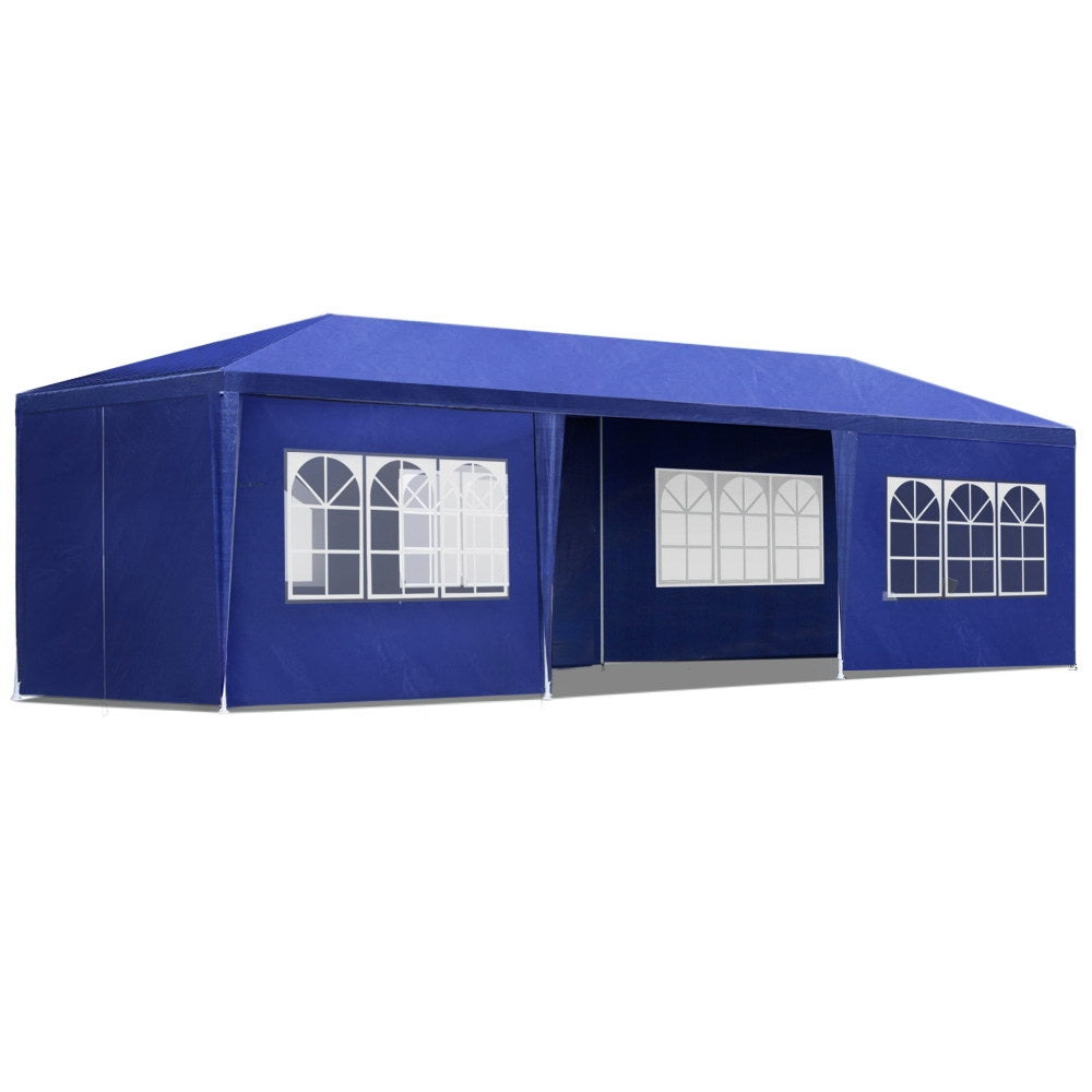 Instahut Gazebo 3x9m Outdoor Marquee side Wall Gazebos Tent Canopy Camping Blue 8 Panel - Newstart Furniture