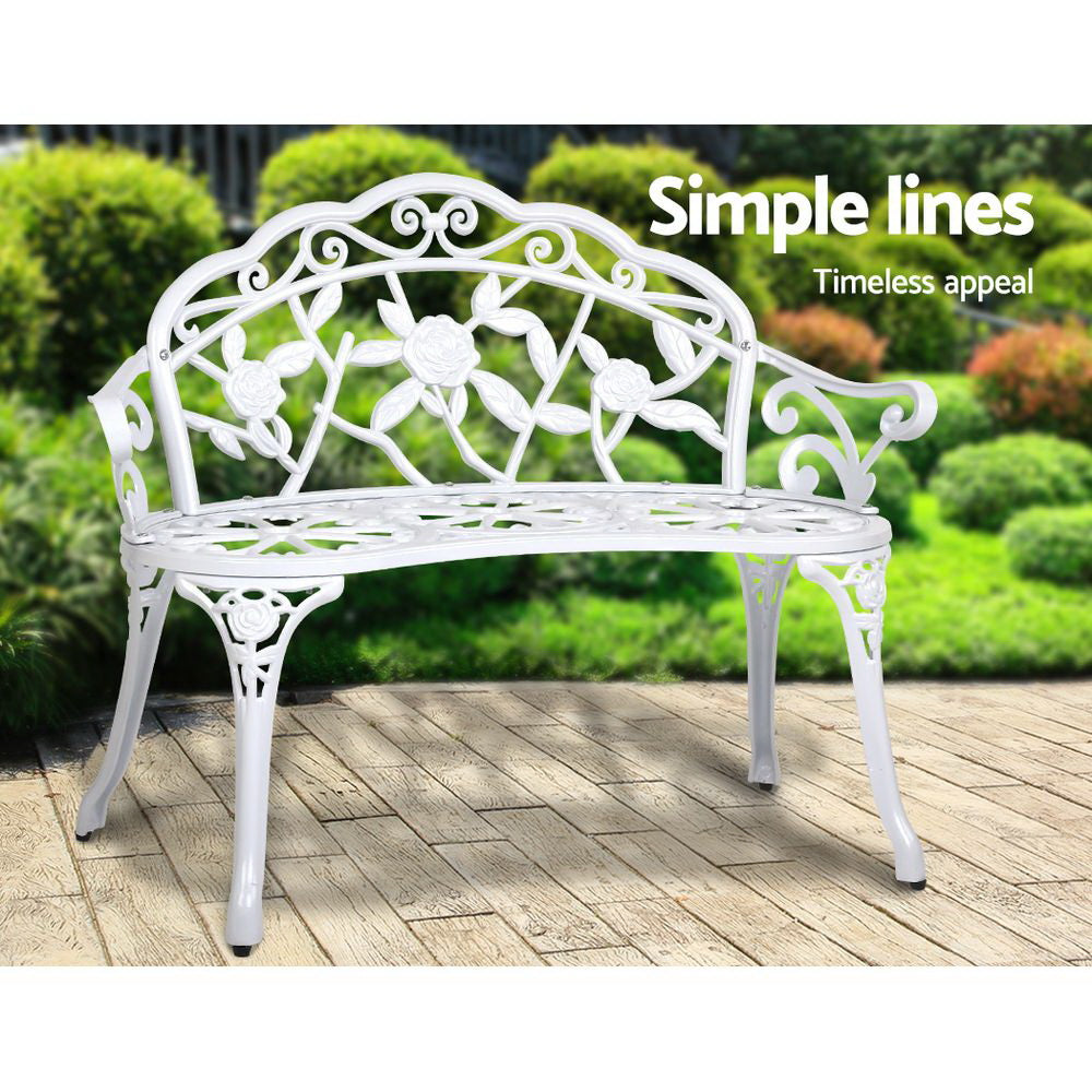 Gardeon Victorian Garden Bench – White - Newstart Furniture