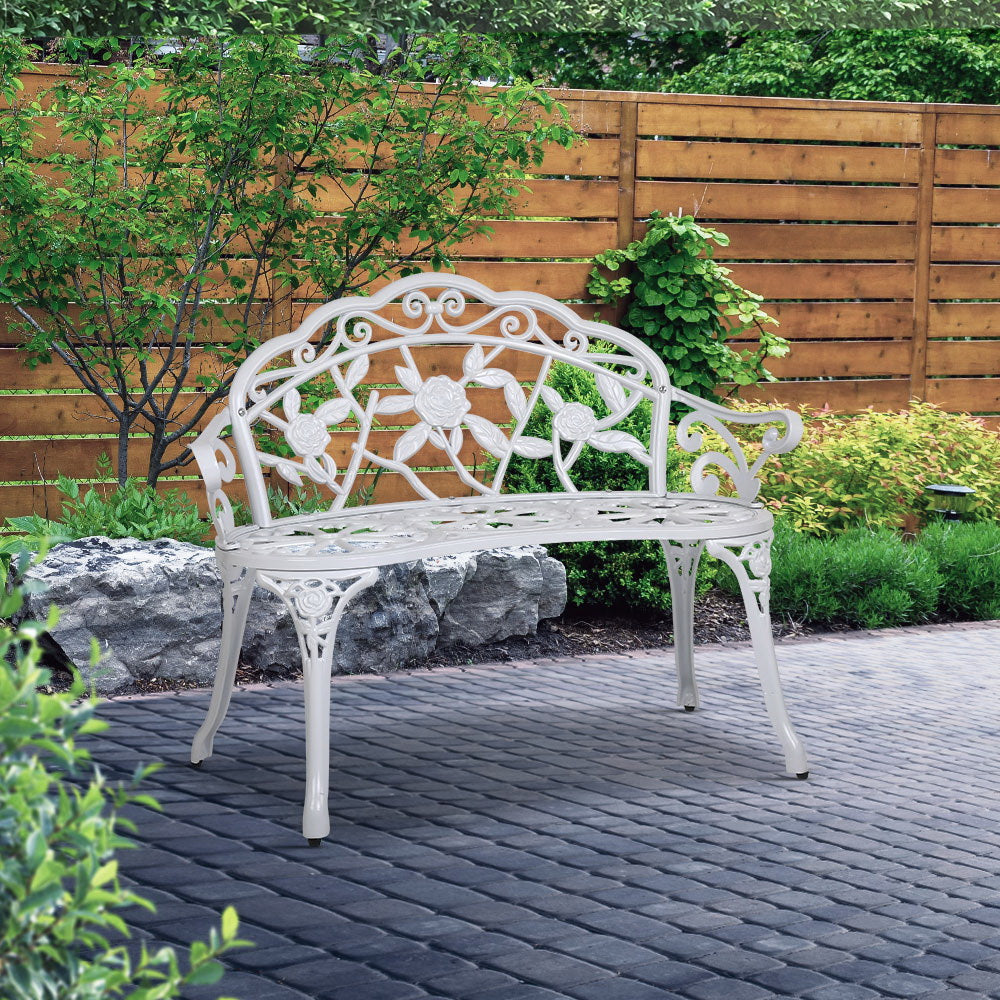 Gardeon Victorian Garden Bench – White - Newstart Furniture