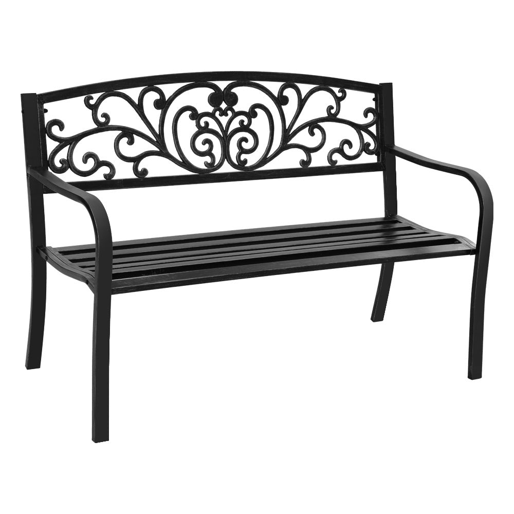 Gardeon Outdoor Garden Bench - Black - Newstart Furniture