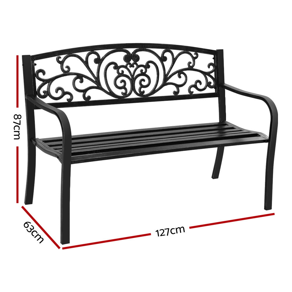 Gardeon Outdoor Garden Bench - Black - Newstart Furniture