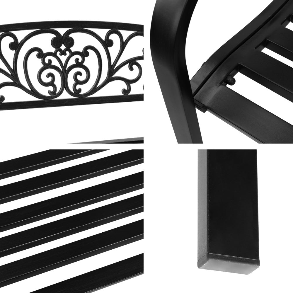 Gardeon Outdoor Garden Bench - Black - Newstart Furniture