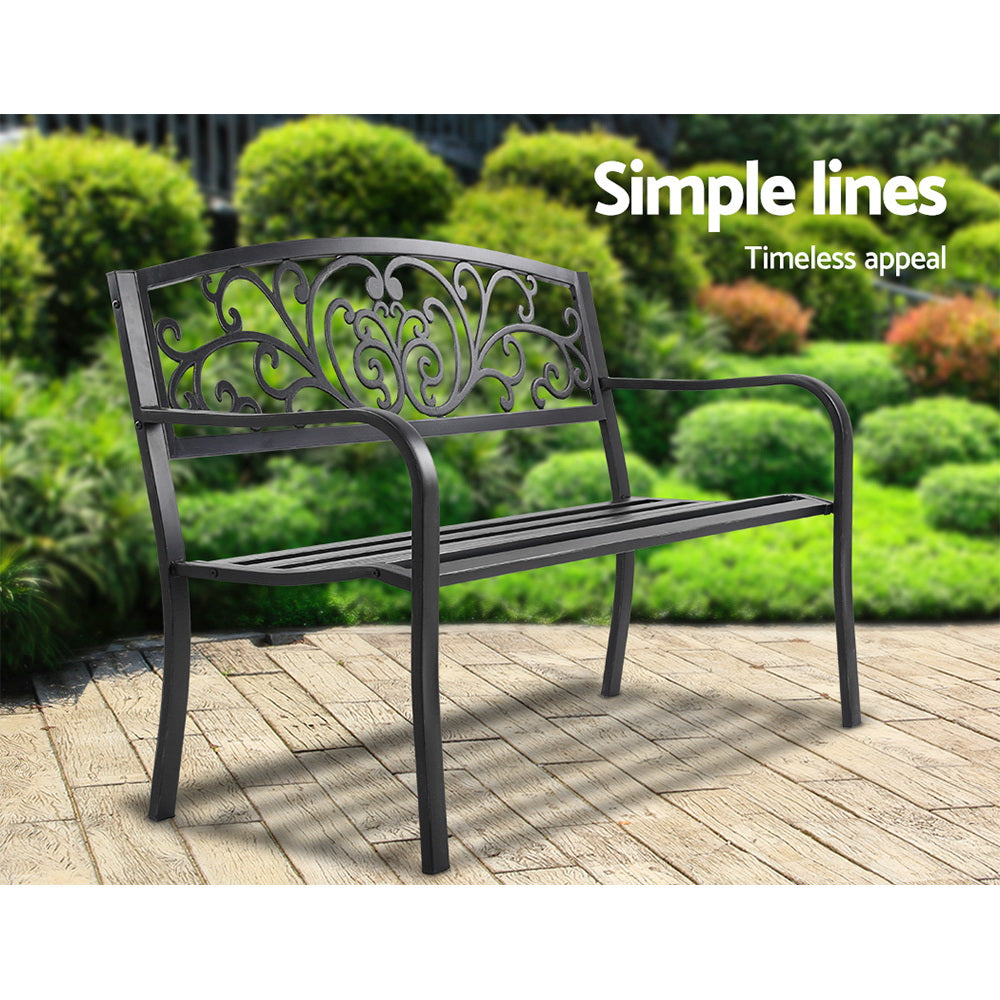 Gardeon Outdoor Garden Bench - Black - Newstart Furniture