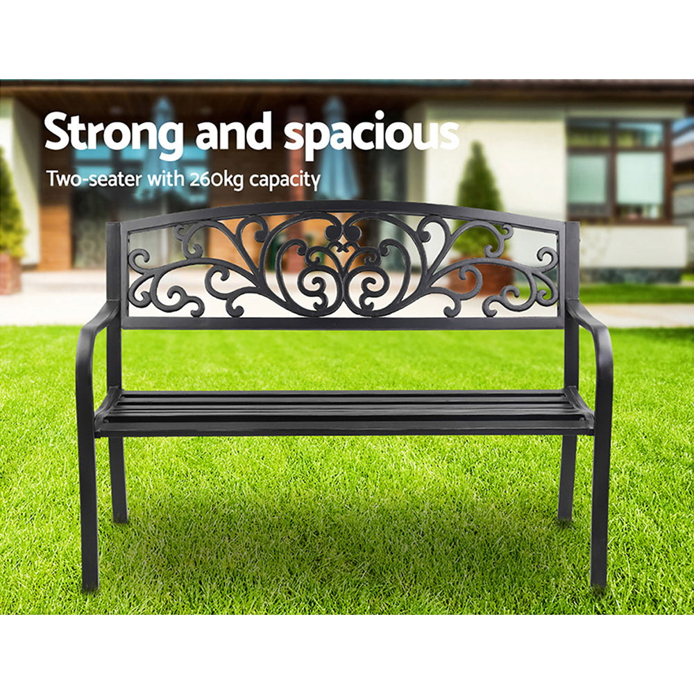 Gardeon Outdoor Garden Bench - Black - Newstart Furniture