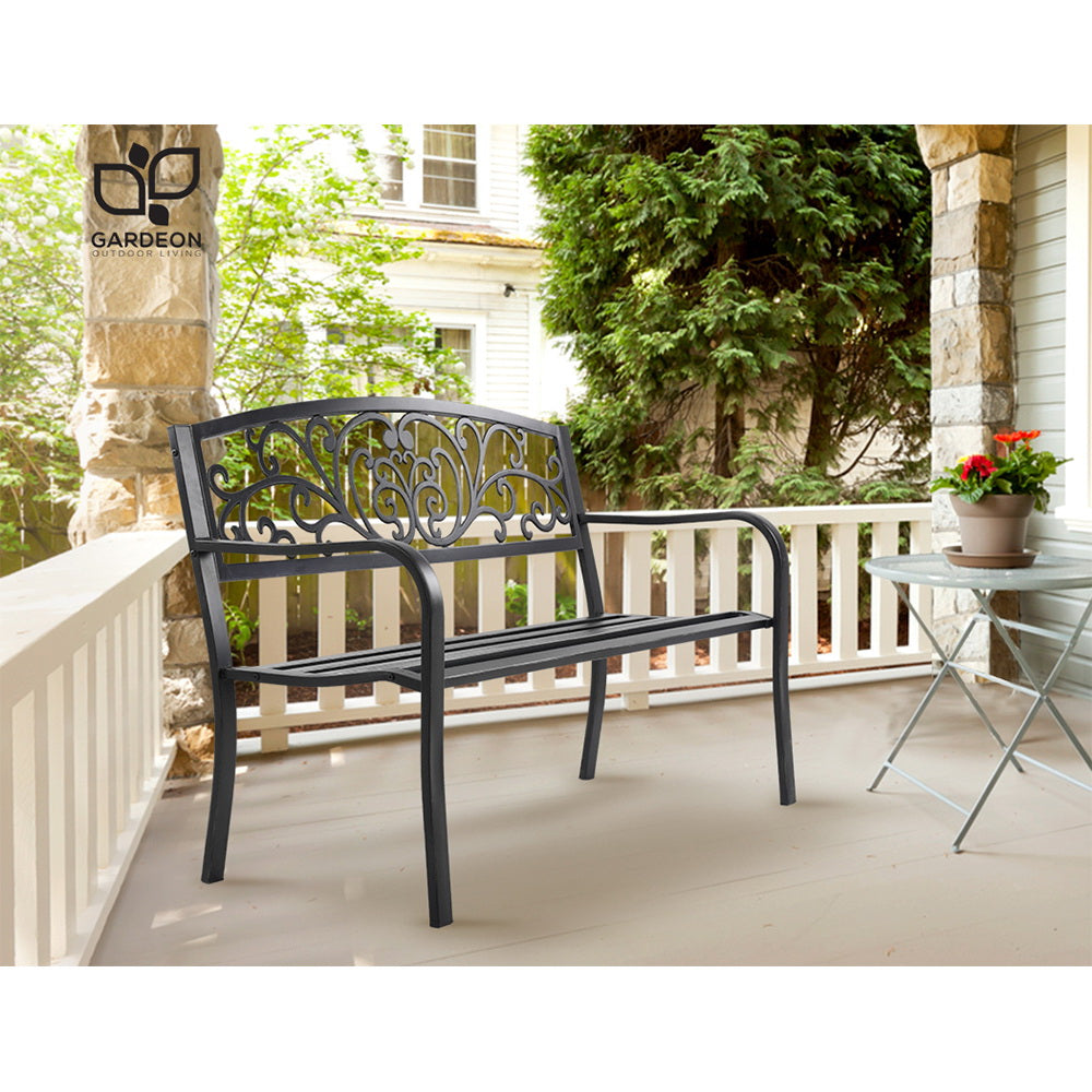 Gardeon Outdoor Garden Bench - Black - Newstart Furniture