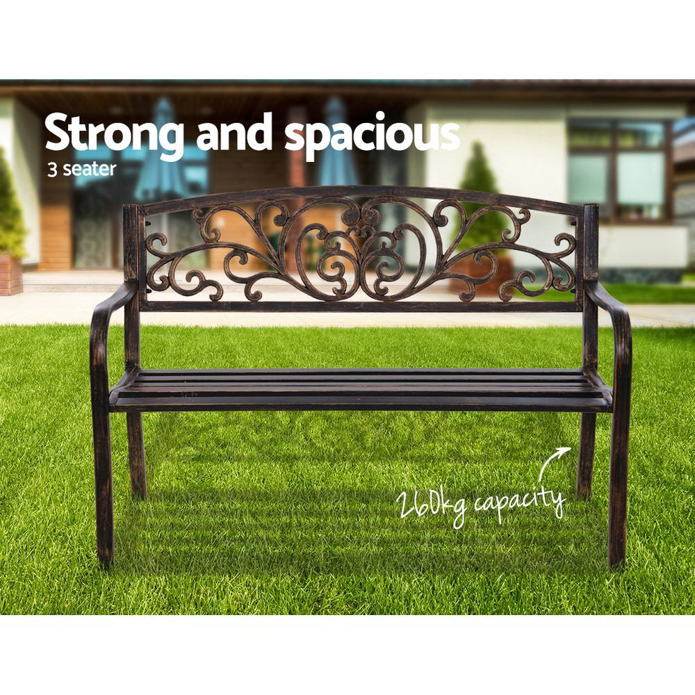 Gardeon Cast Iron Garden Bench Bronze
