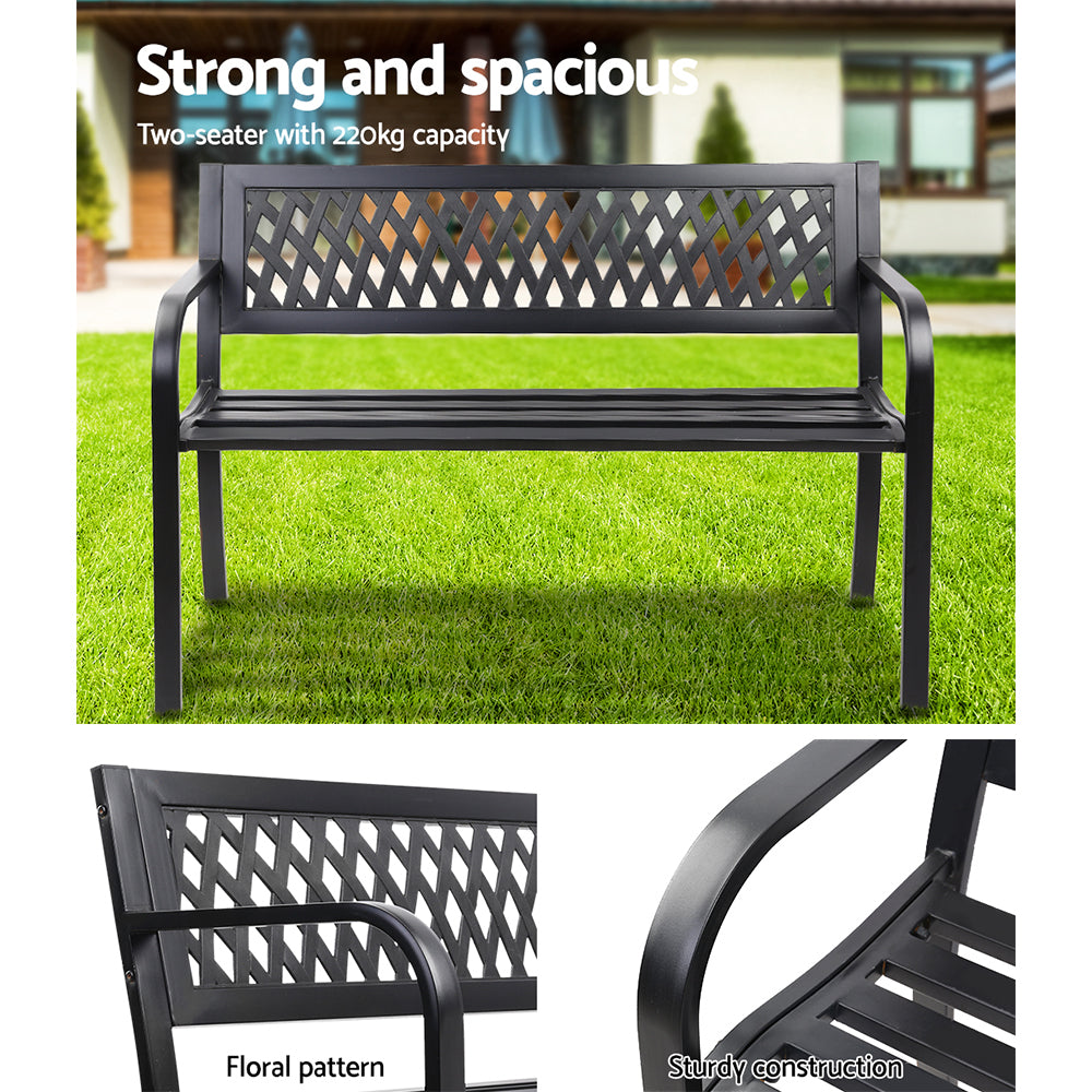 Gardeon Steel Modern Garden Bench Black