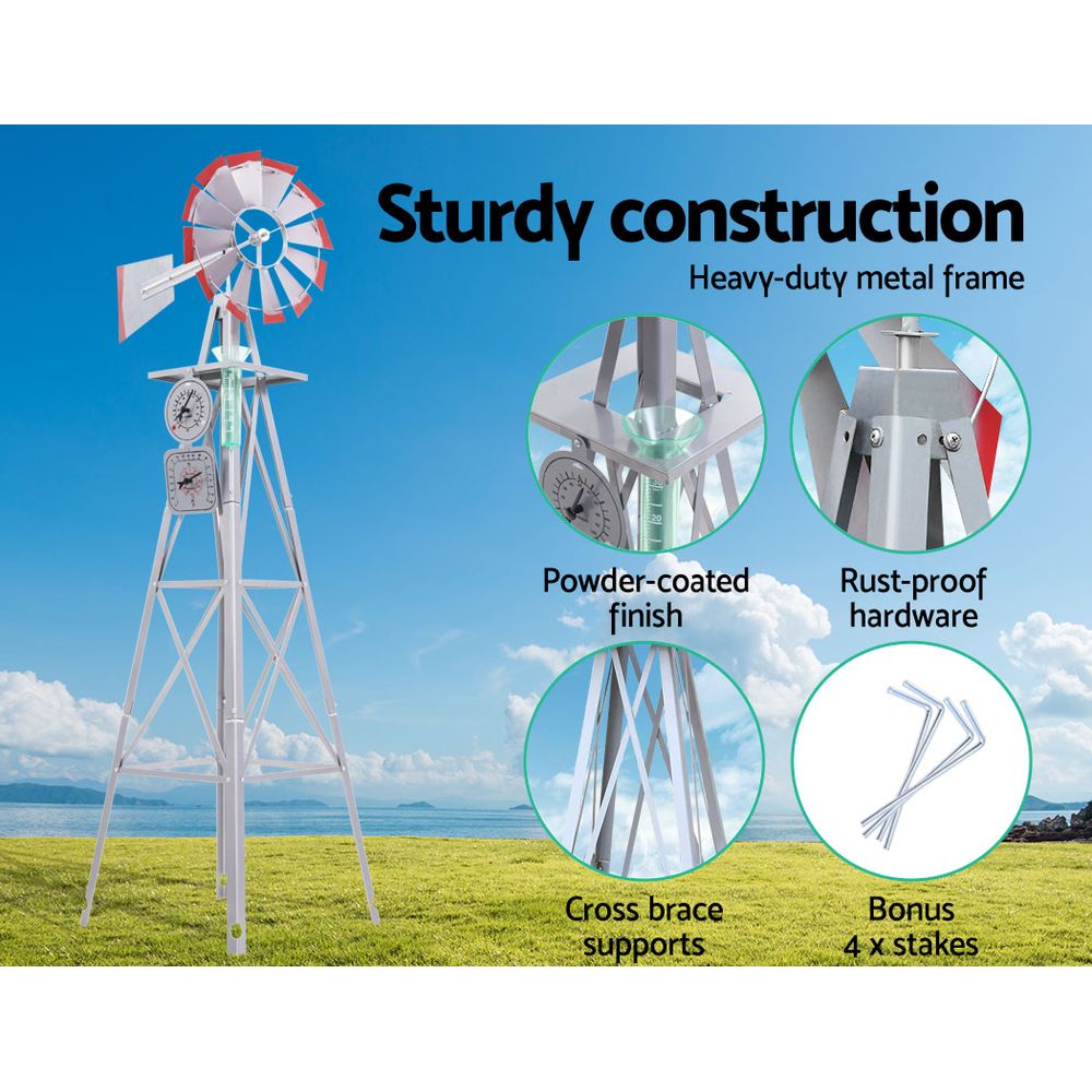 Garden Windmill 4FT 146cm Metal Ornaments Outdoor Decor Ornamental Wind Will - Newstart Furniture