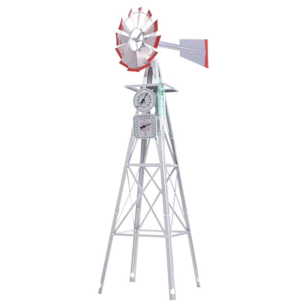 Garden Windmill 8FT 245cm Metal Ornaments Outdoor Decor Ornamental Wind Will - Newstart Furniture