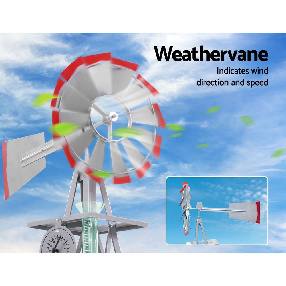 Garden Windmill 8FT 245cm Metal Ornaments Outdoor Decor Ornamental Wind Will - Newstart Furniture