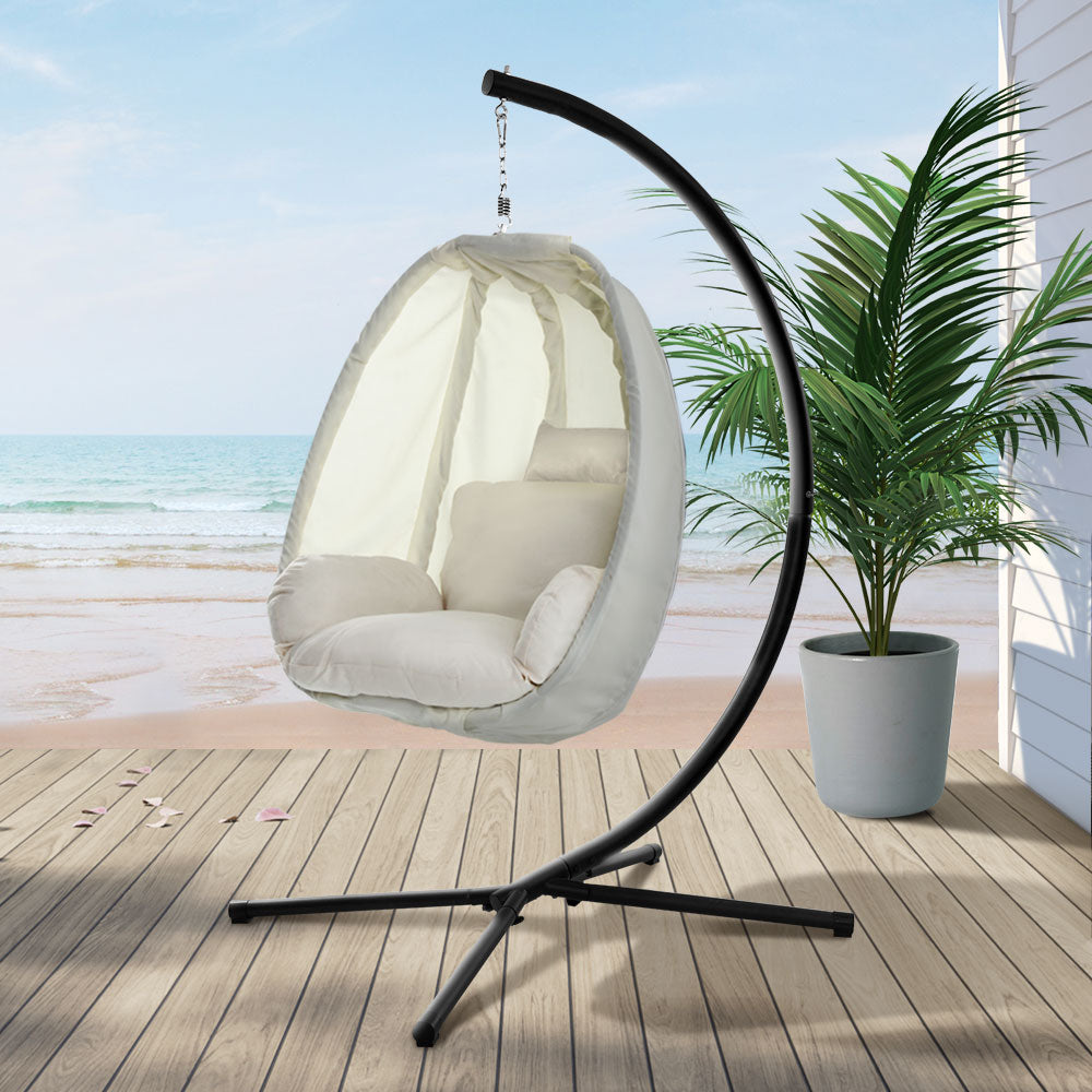 Gardeon Outdoor Furniture Egg Hammock Porch Hanging Pod Swing Chair with Stand - Newstart Furniture