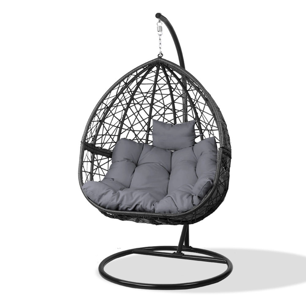 Gardeon Outdoor Hanging Swing Chair - Black - Newstart Furniture