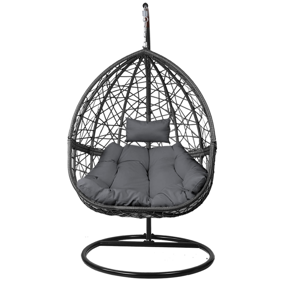 Gardeon Outdoor Hanging Swing Chair - Black - Newstart Furniture