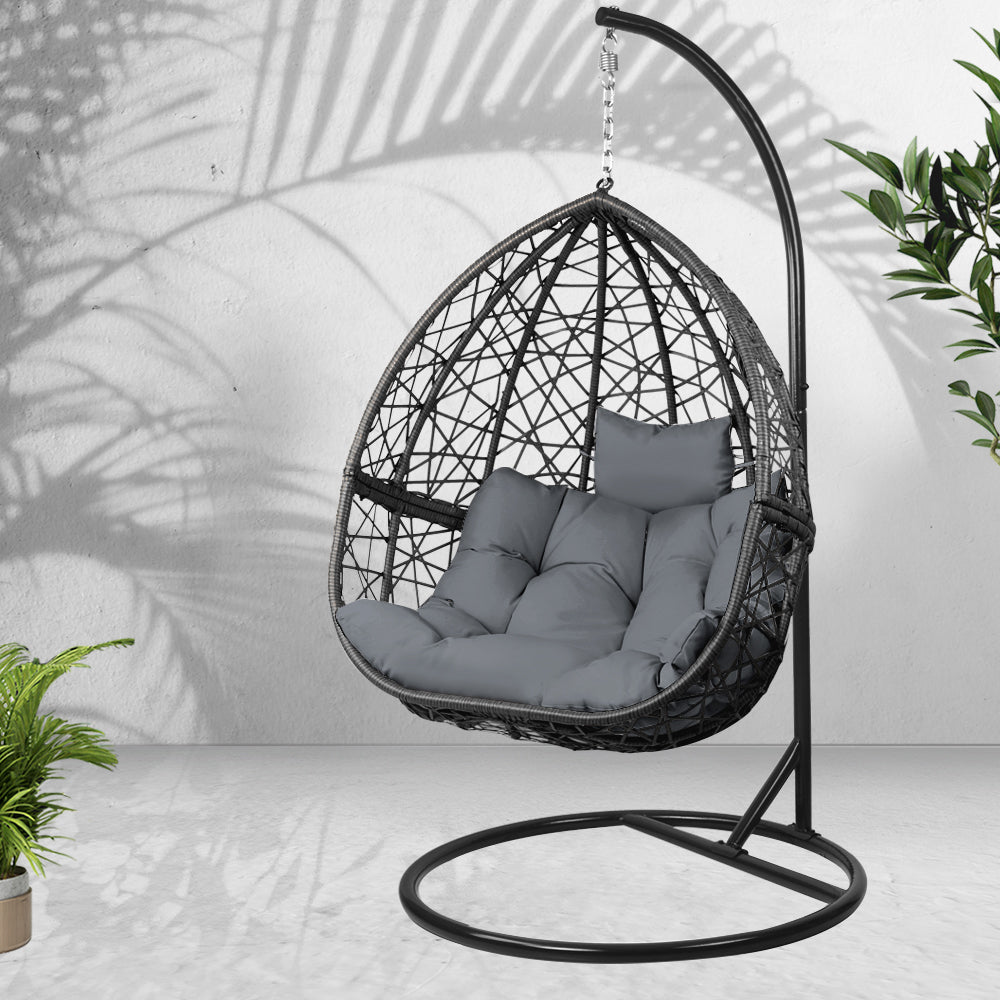 Gardeon Outdoor Hanging Swing Chair - Black - Newstart Furniture