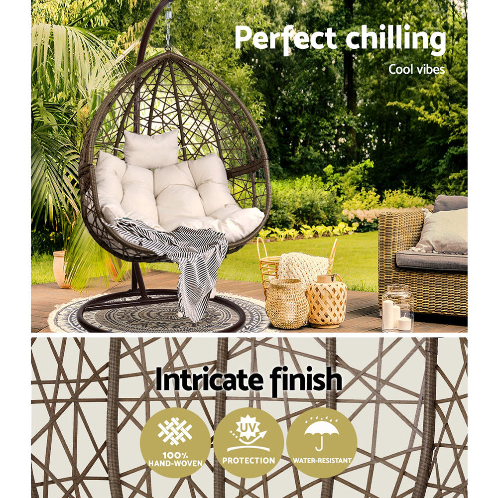 Gardeon Outdoor Hanging Swing Chair - Brown - Newstart Furniture