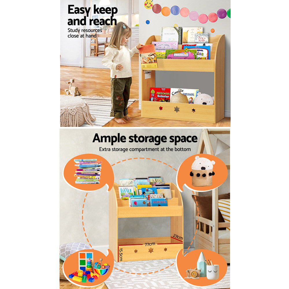 Keezi Kids Bookshelf Children Toys Storage Shelf Rack Organiser Bookcase Display - Newstart Furniture