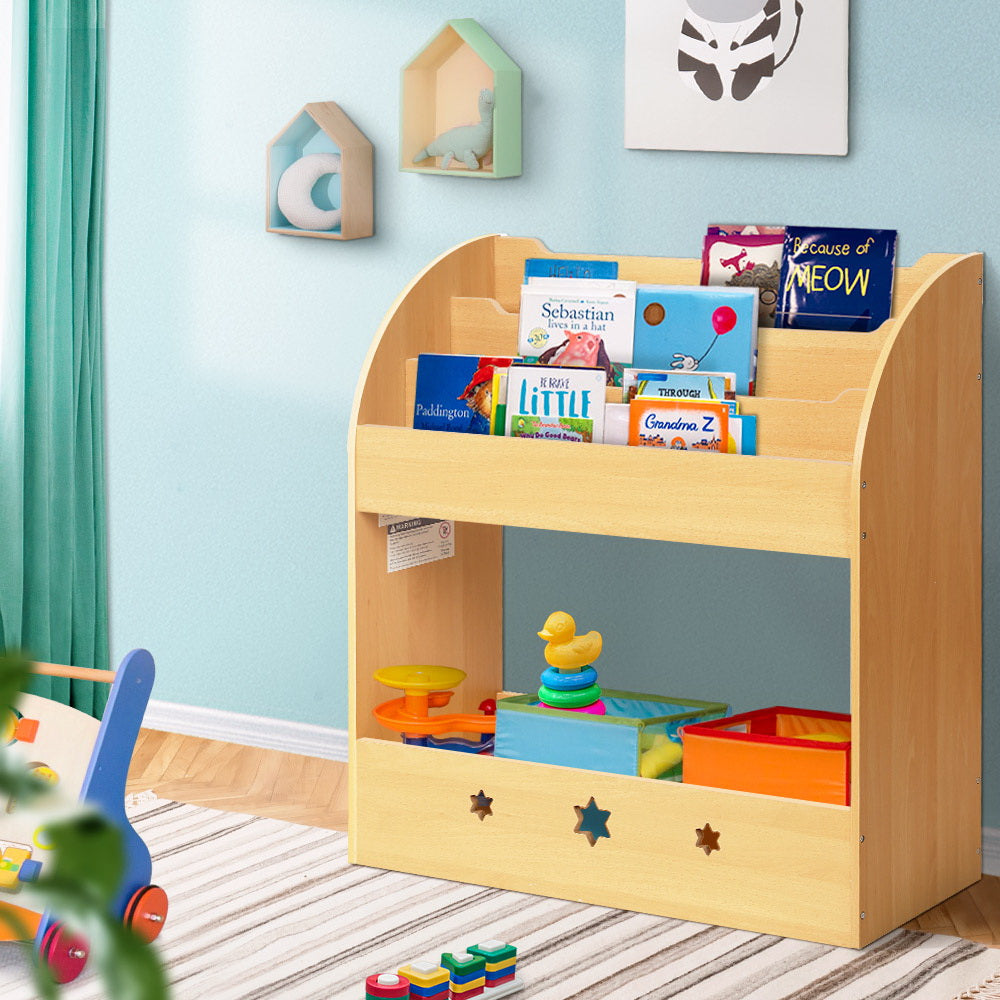 Keezi Kids Bookshelf Children Toys Storage Shelf Rack Organiser Bookcase Display - Newstart Furniture