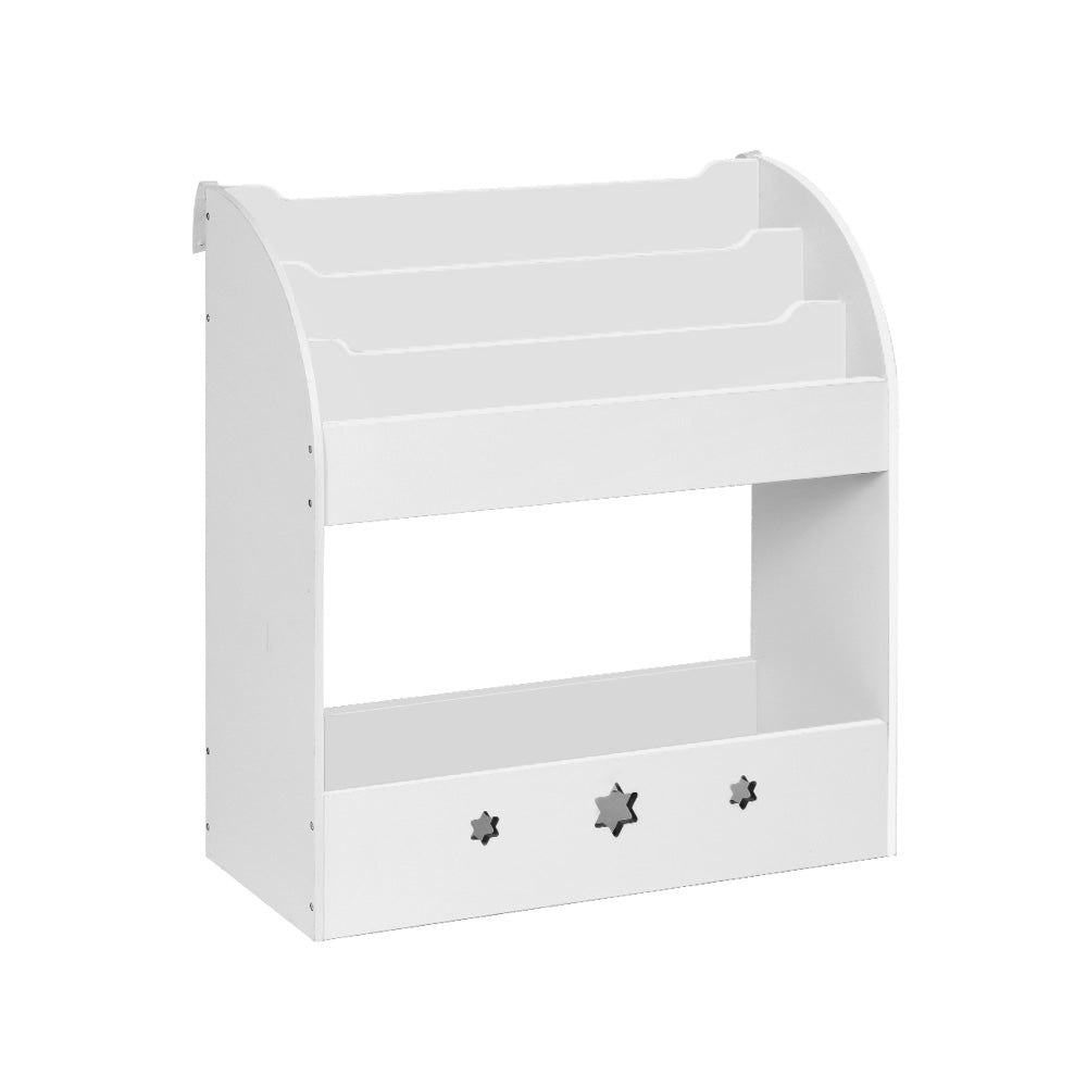 Keezi Kids Bookshelf Children Toy Storage Magazine Rack Organiser Bookcase White - Newstart Furniture