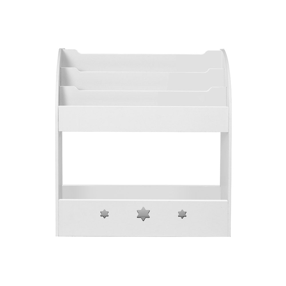 Keezi Kids Bookshelf Children Toy Storage Magazine Rack Organiser Bookcase White - Newstart Furniture