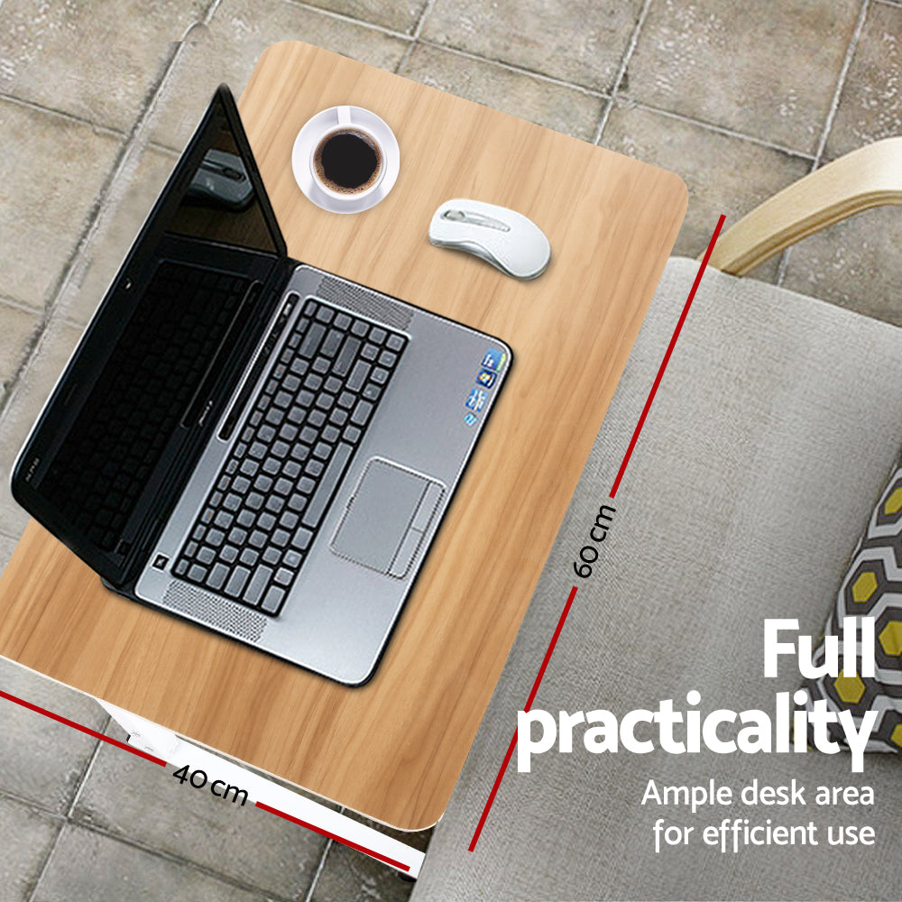 Artiss Laptop Table Desk Portable - Light Wood - Newstart Furniture