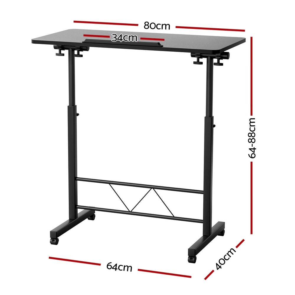 Artiss Laptop Desk Table Height Adjustable Wooden Bed Side Tables 80CM Black