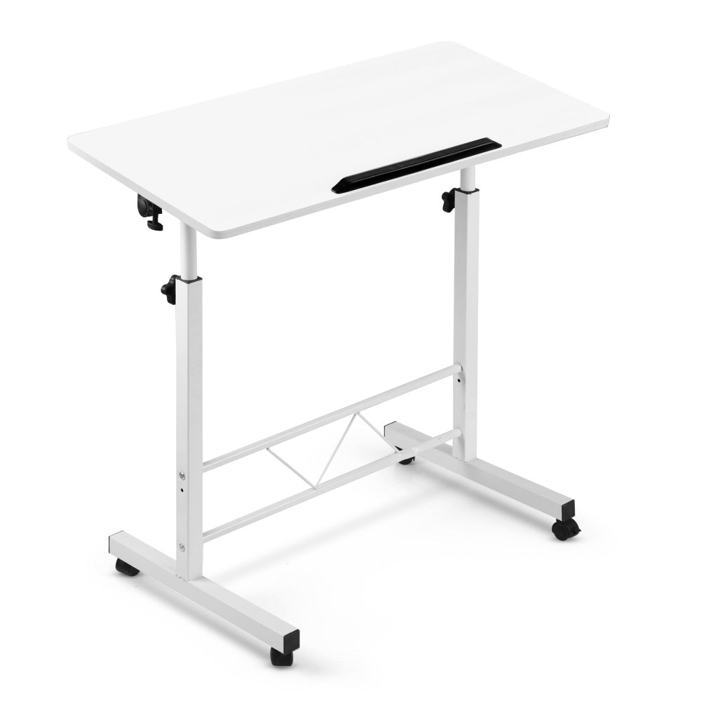 Portable Mobile Laptop Desk Notebook Computer Height Adjustable Table Sit Stand Study Office Work White - Newstart Furniture