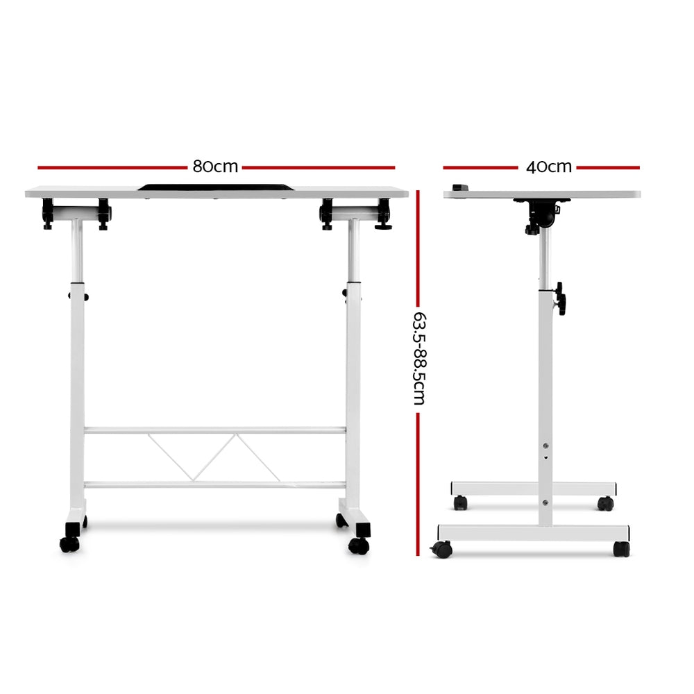 Portable Mobile Laptop Desk Notebook Computer Height Adjustable Table Sit Stand Study Office Work White - Newstart Furniture