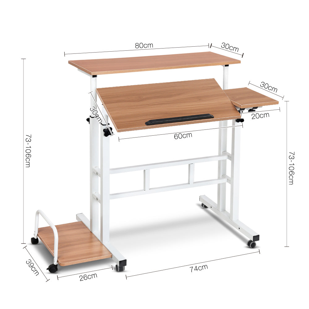 Artiss Twin Laptop Table Desk - Light Wood - Newstart Furniture