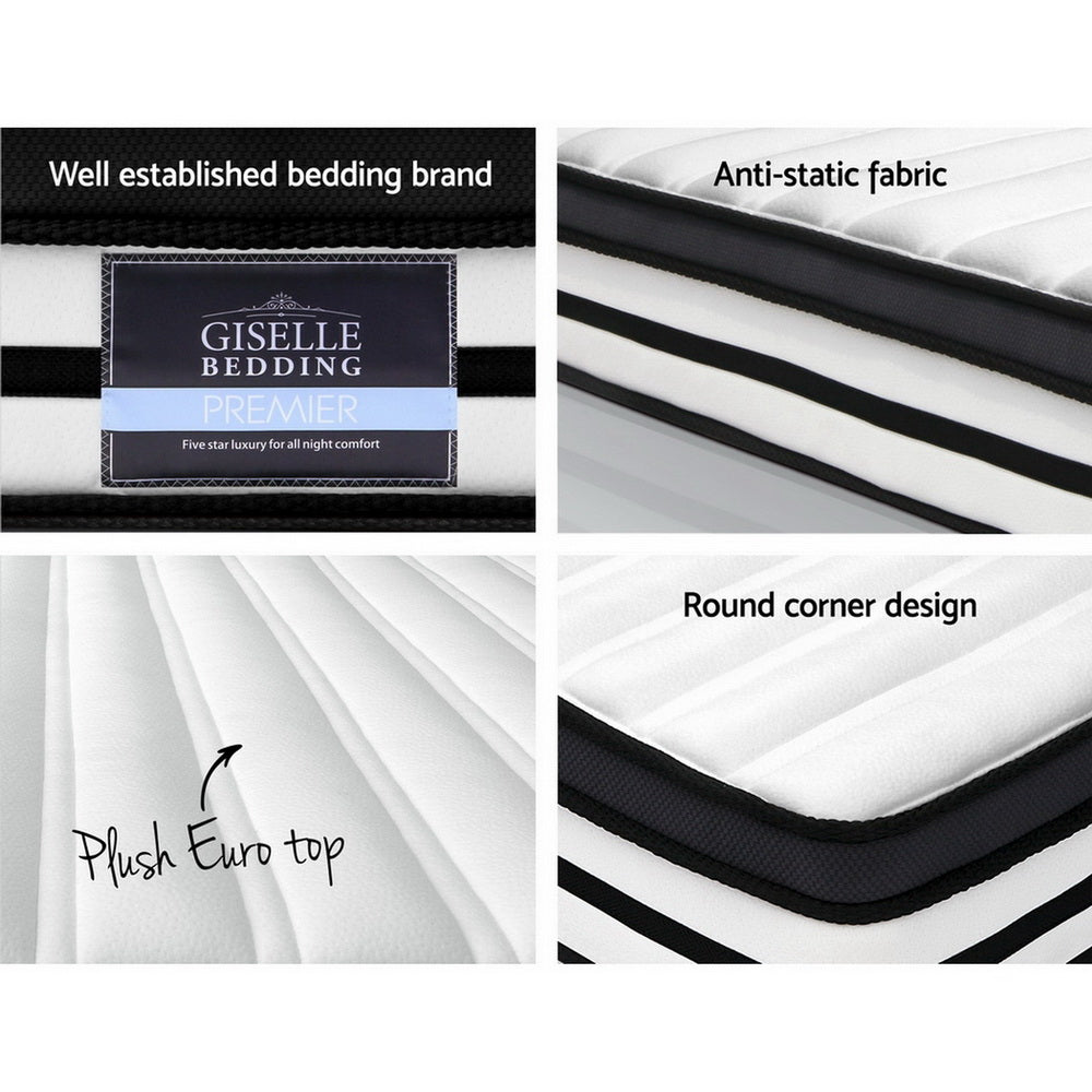Giselle Bedding DOUBLE Size Bed Mattress Euro Top Pocket Spring Foam 27CM - Newstart Furniture