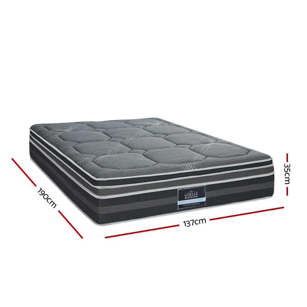 Giselle 35CM DOUBLE Mattress Bed 7 Zone Dual Euro Top Pocket Spring Medium Firm - Newstart Furniture