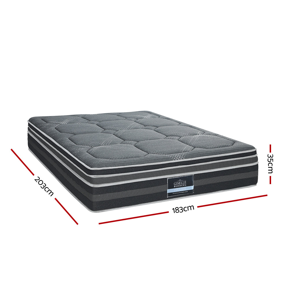 Giselle 35CM KING Mattress Bed 7 Zone Dual Euro Top Pocket Spring Medium Firm - Newstart Furniture