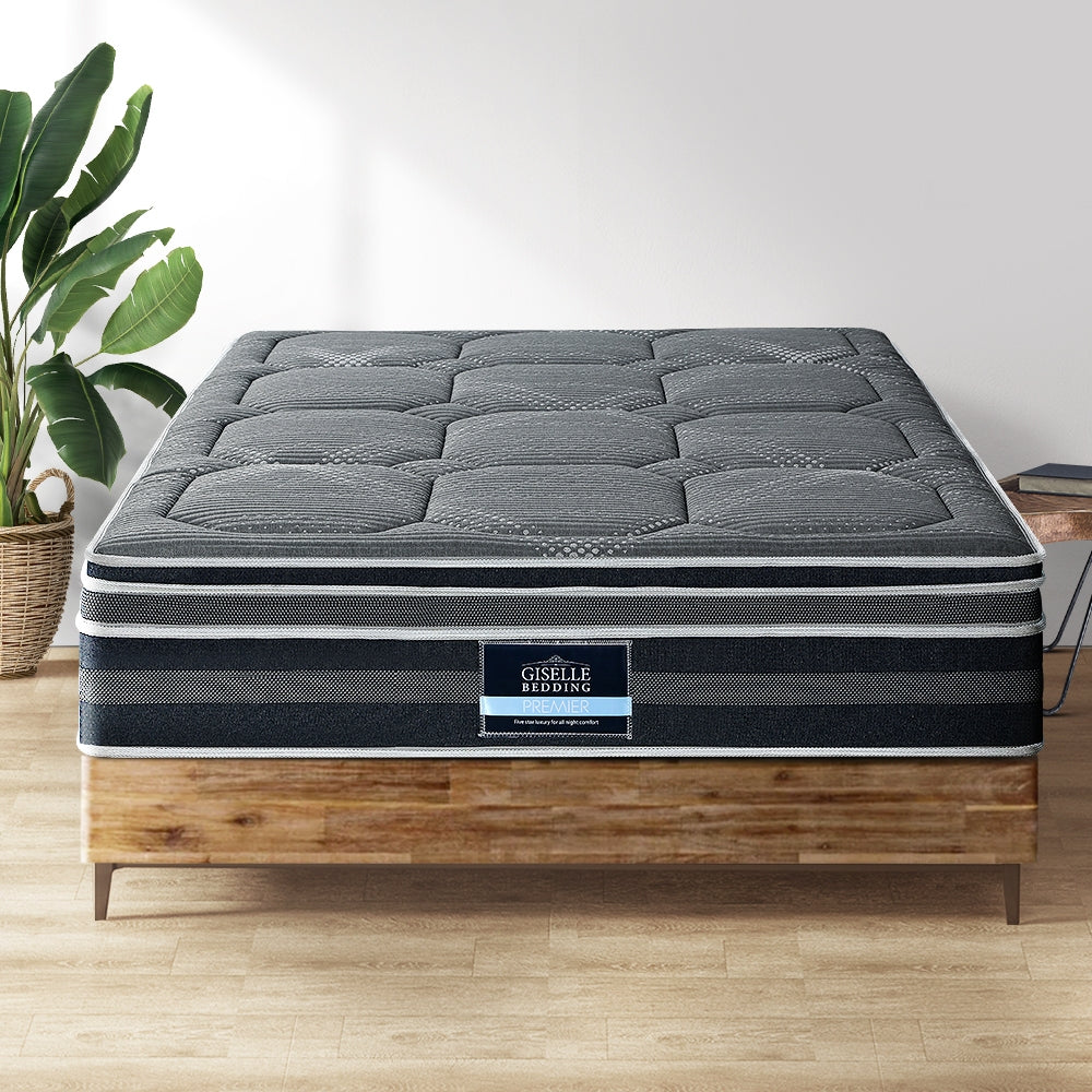 Giselle 35CM KING Mattress Bed 7 Zone Dual Euro Top Pocket Spring Medium Firm - Newstart Furniture