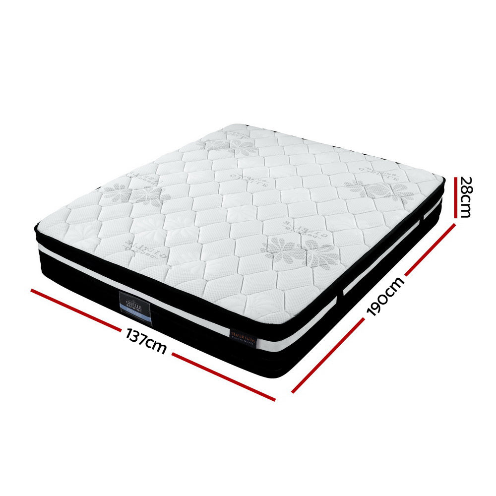 Giselle DOUBLE Bed Mattress Size Extra Firm 7 Zone Pocket Spring Foam 28cm - Newstart Furniture
