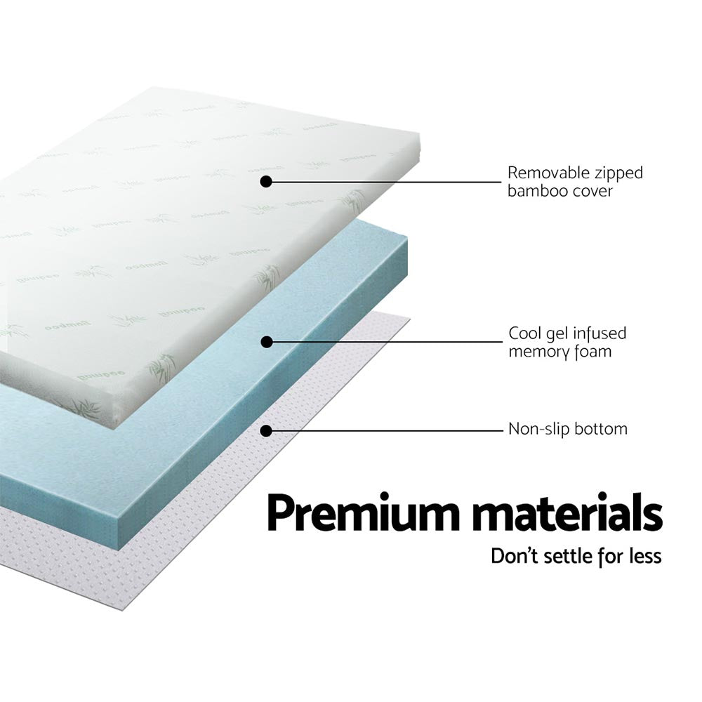 Cool Gel Memory Foam Mattress Topper | Queen Size 10cm Thick