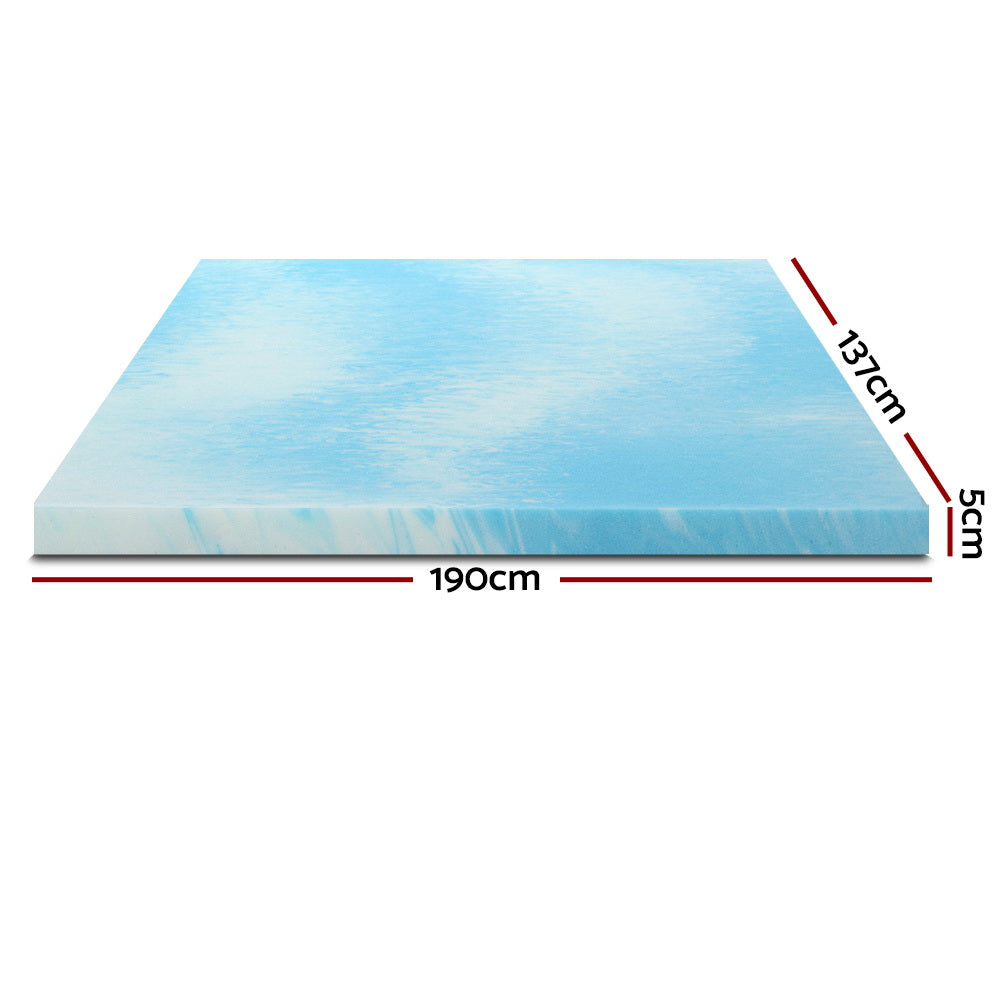 Giselle Cool Gel Memory Foam Topper Mattress Toppers w/ Bamboo Cover 5cm DOUBLE - Newstart Furniture