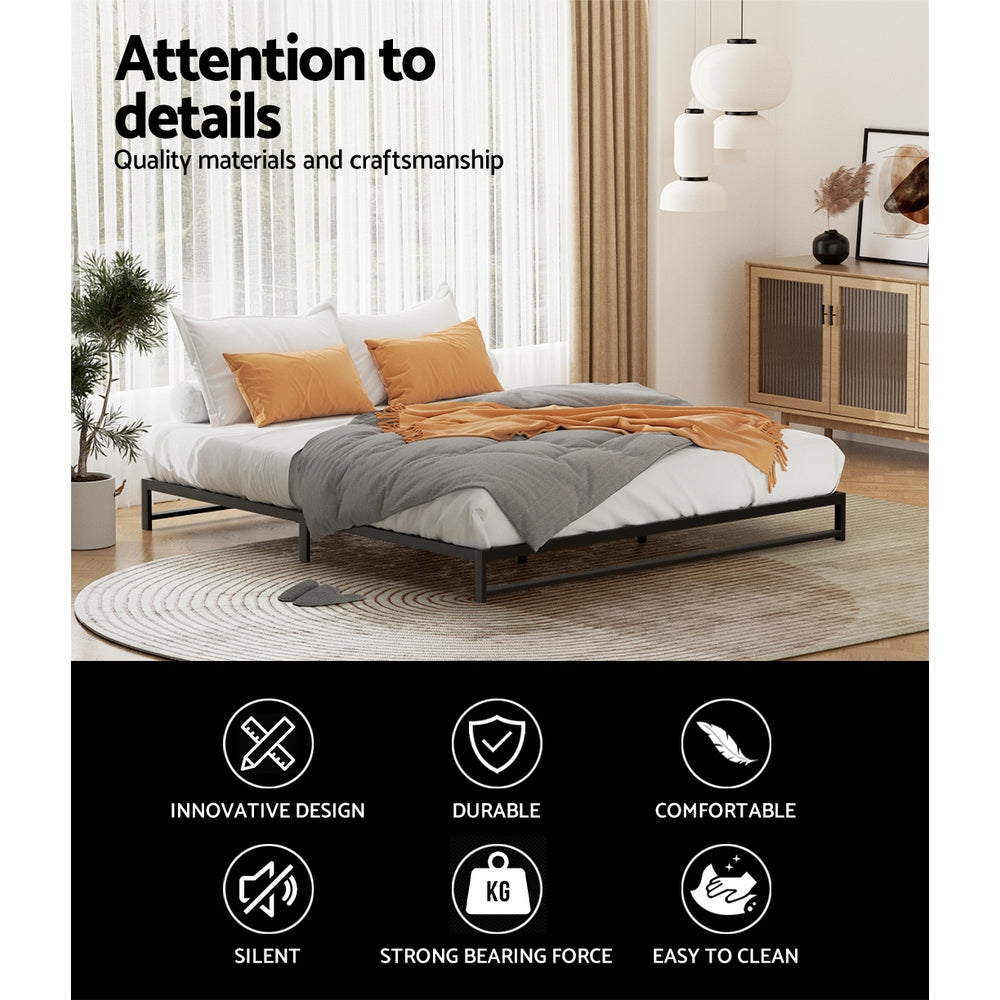 Artiss Metal Bed Frame King Size Bed Base Mattress Platform Black BERU - Newstart Furniture
