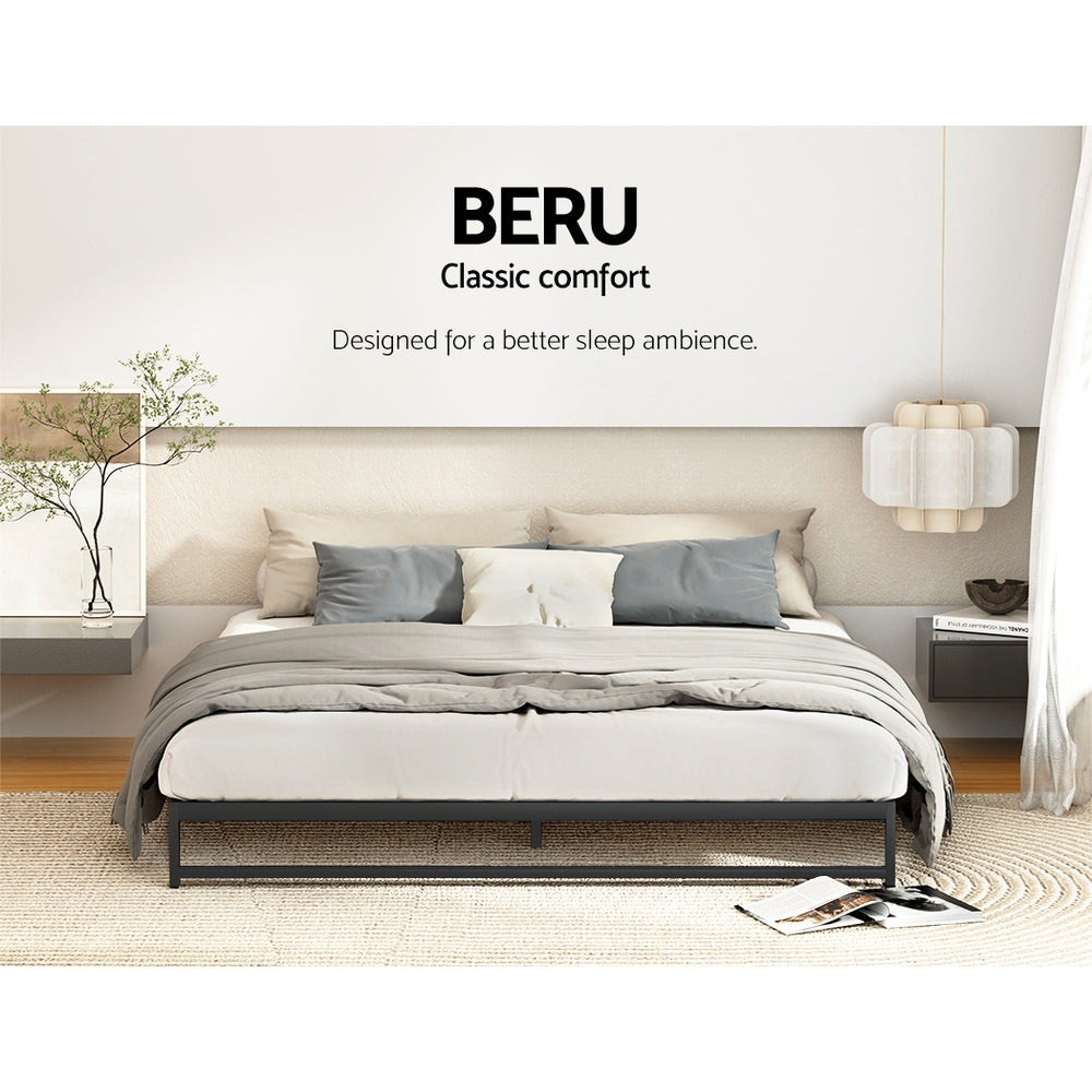 Artiss Metal Bed Frame Queen Size Bed Base Mattress Platform Black BERU - Newstart Furniture