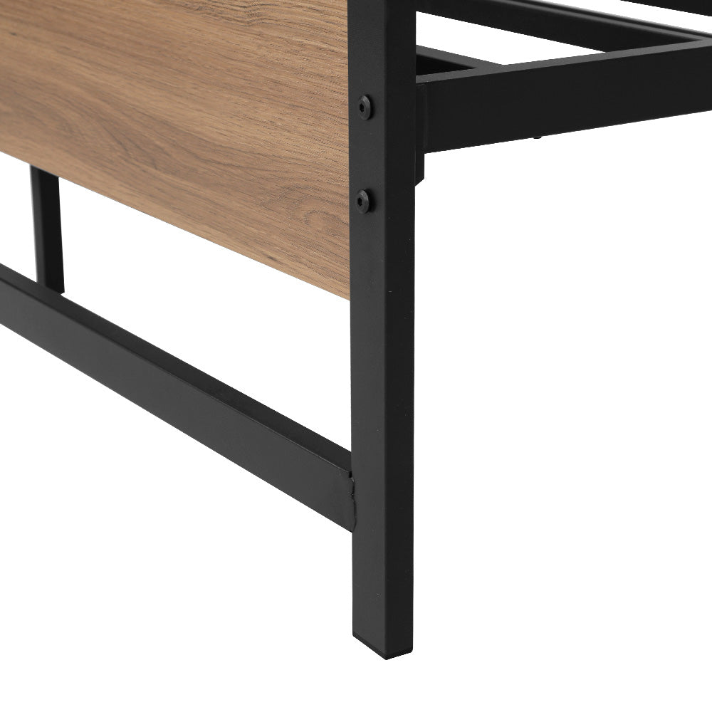 Artiss Bed Frame Metal Bed Base Queen Size Platform Wooden Headboard Black DREW - Newstart Furniture