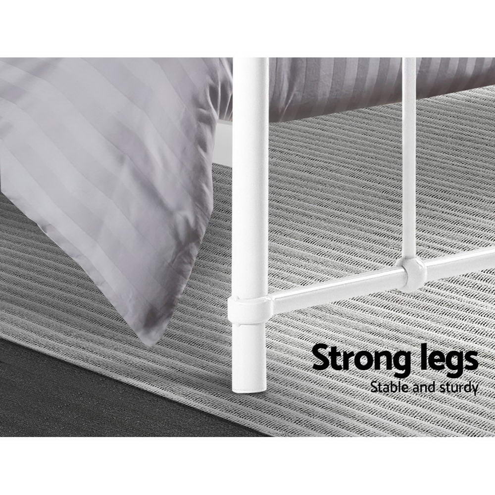 Artiss LEO Metal Bed Frame - Double (White) - Newstart Furniture