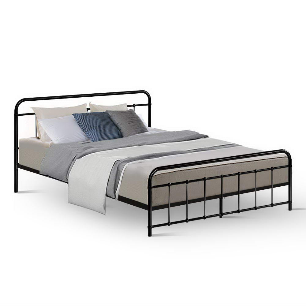 Artiss LEO Metal Bed Frame - Queen (Black) - Newstart Furniture