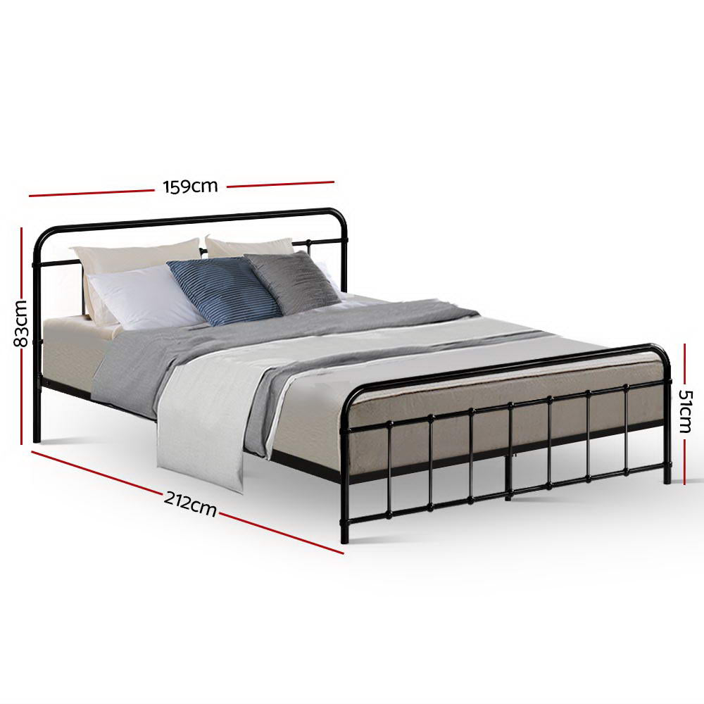 Artiss LEO Metal Bed Frame - Queen (Black) - Newstart Furniture