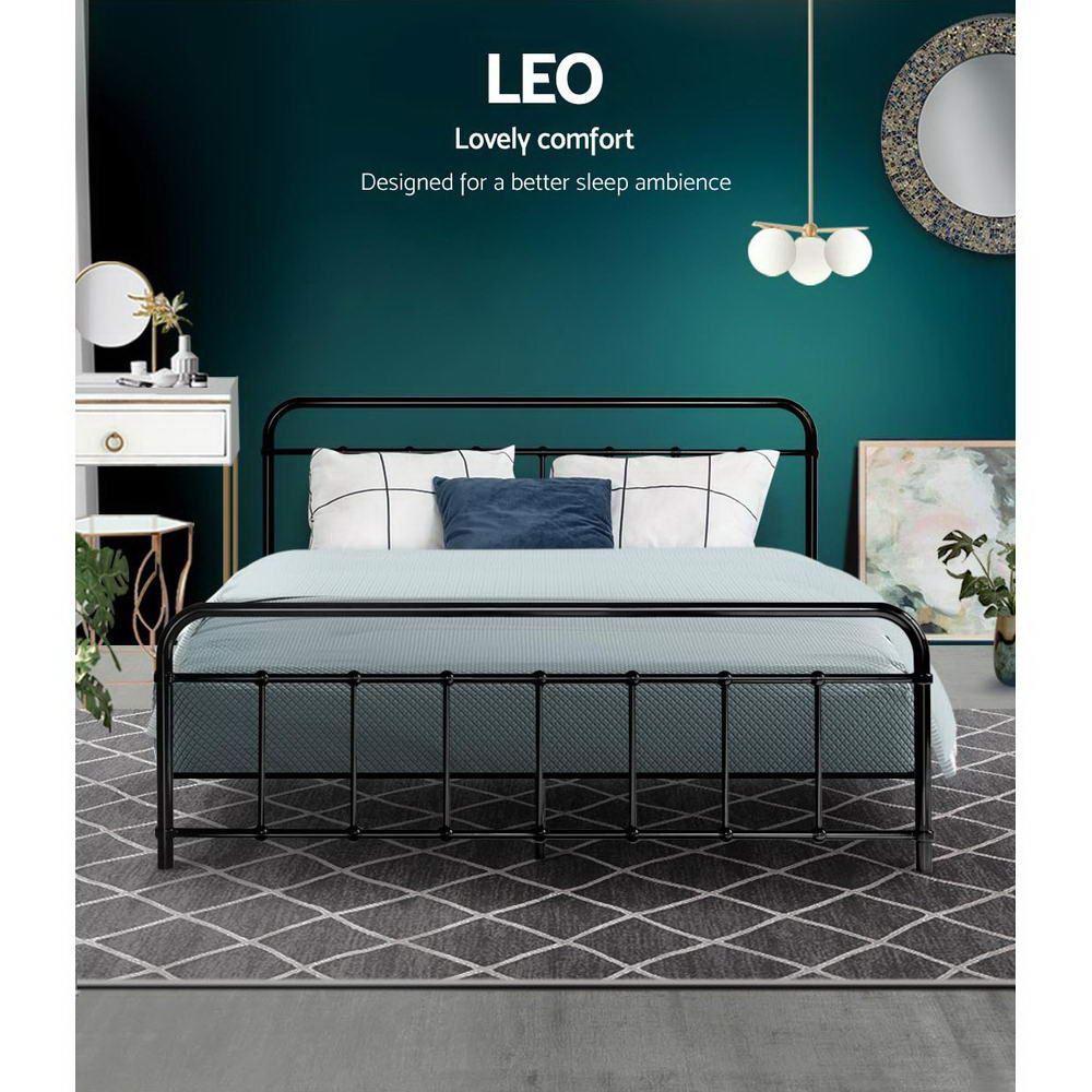 Artiss LEO Metal Bed Frame - Queen (Black) - Newstart Furniture