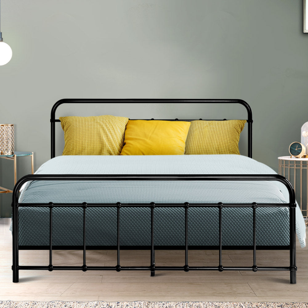 Artiss LEO Metal Bed Frame - Queen (Black) - Newstart Furniture