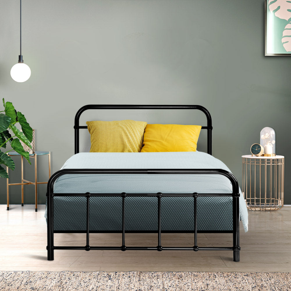 Artiss LEO Metal Bed Frame - Single (Black) - Newstart Furniture